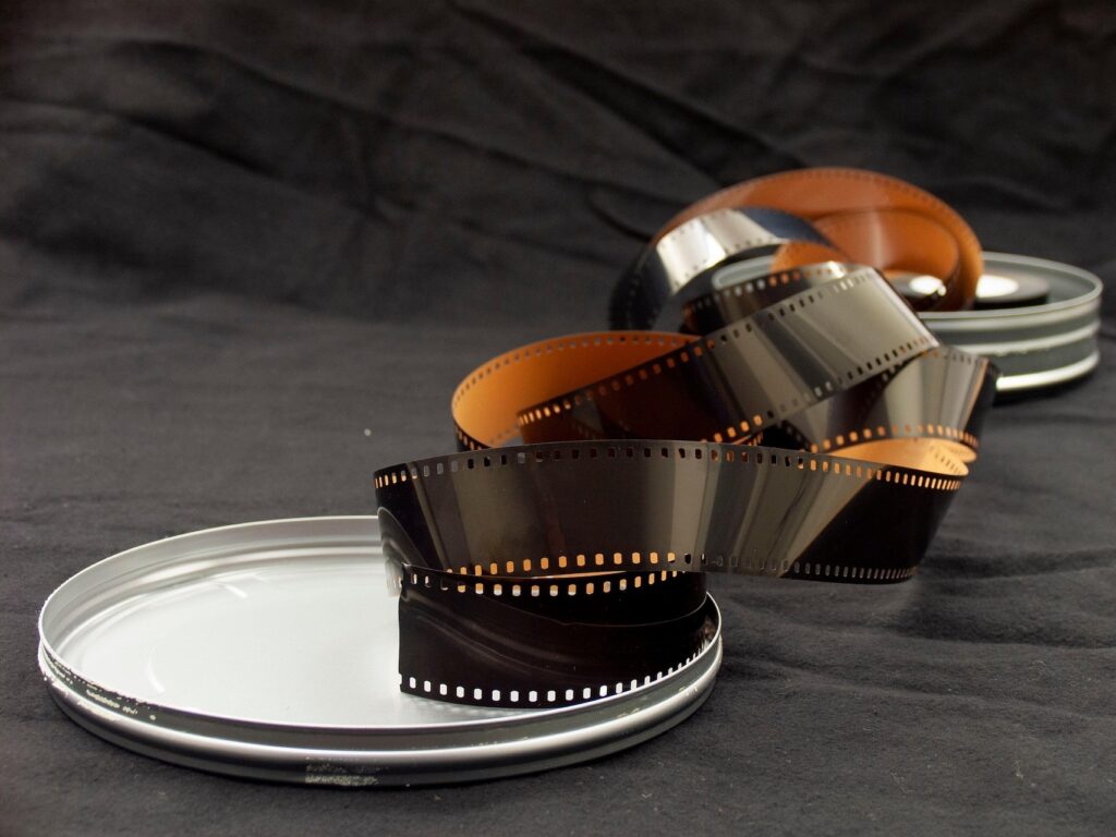 movie film roll next to canister